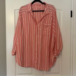 Aerie Linen Blend Coverup Shirt